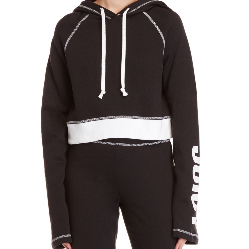 Juicy Couture Pitch Black Fleece Cropped Pullover